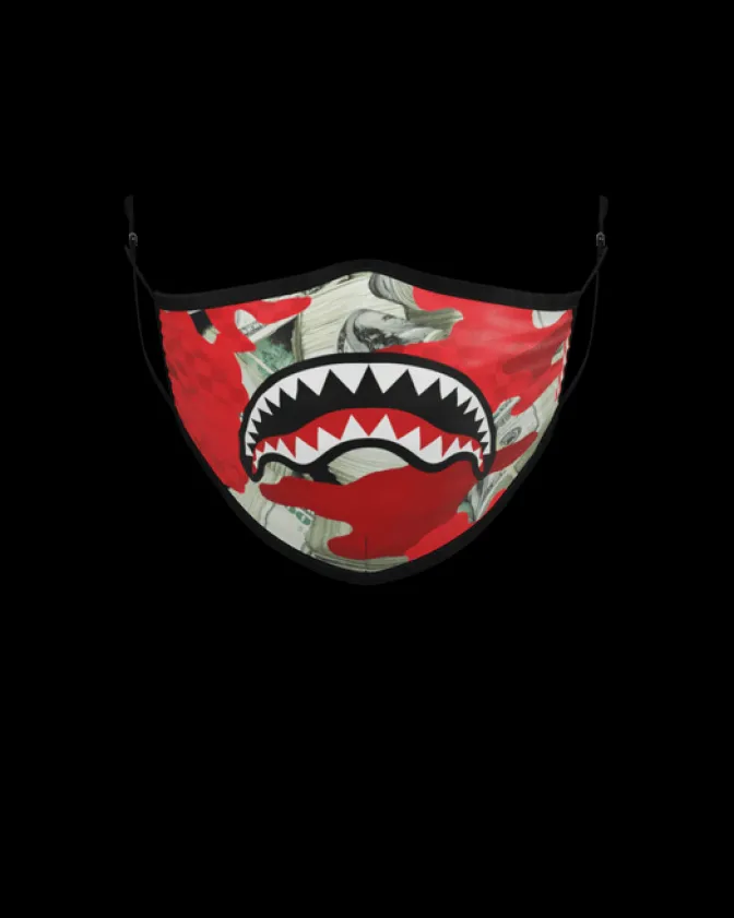 ADULT MONEY CAMO (RED) FORM-FITTING FACE MASK