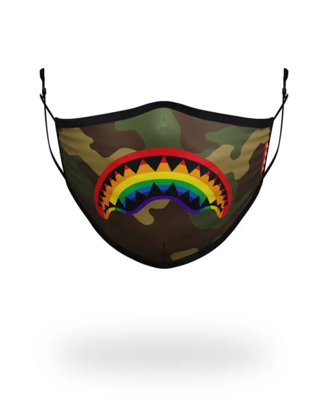 ADULT RAINBOW SHARK FORM FITTING FACE MASK