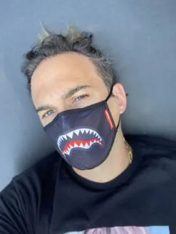 ADULT SHARK LOGO (BLACK) FORM-FITTING FACE MASK