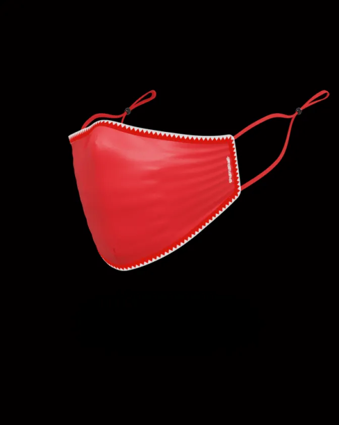 ADULT VERTICAL SHARK (RED) FORM-FITTING FACE MASK