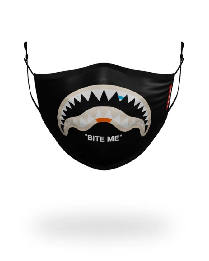 BITE ME SHARK (BLK) POLYESTER FACE MASK