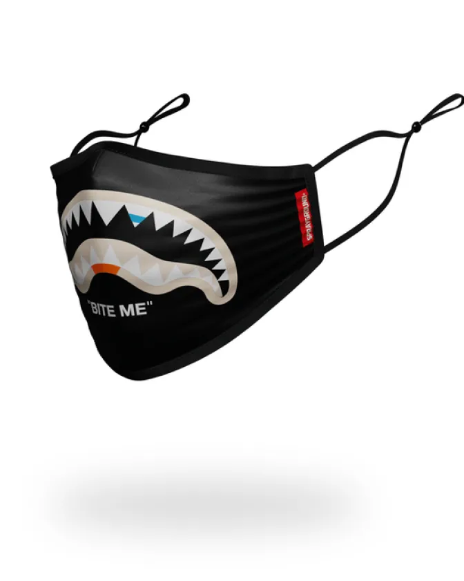 BITE ME SHARK (BLK) POLYESTER FACE MASK