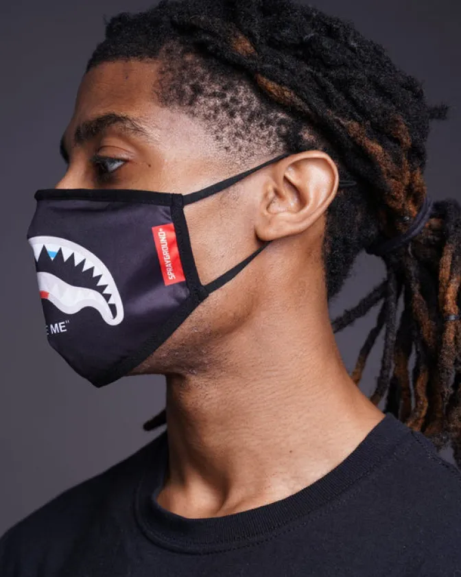 BITE ME SHARK (BLK) POLYESTER FACE MASK
