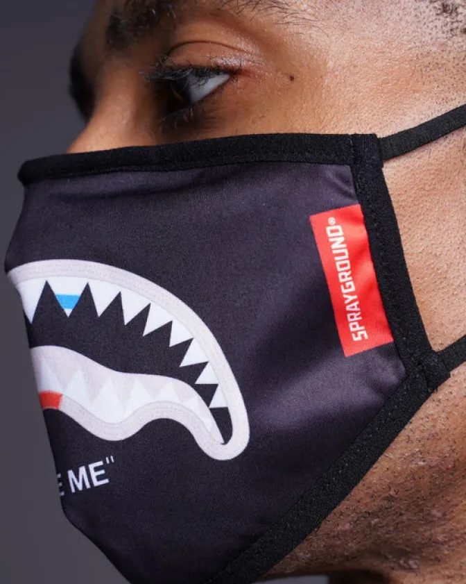 BITE ME SHARK (BLK) POLYESTER FACE MASK