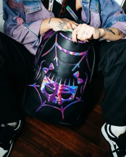 CAZZU IRIDESCENT CUT u0026 SEW SPIDER SKULL SHARK BACKPACK (DLXV)