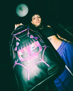 CAZZU IRIDESCENT CUT u0026 SEW SPIDER SKULL SHARK BACKPACK (DLXV)