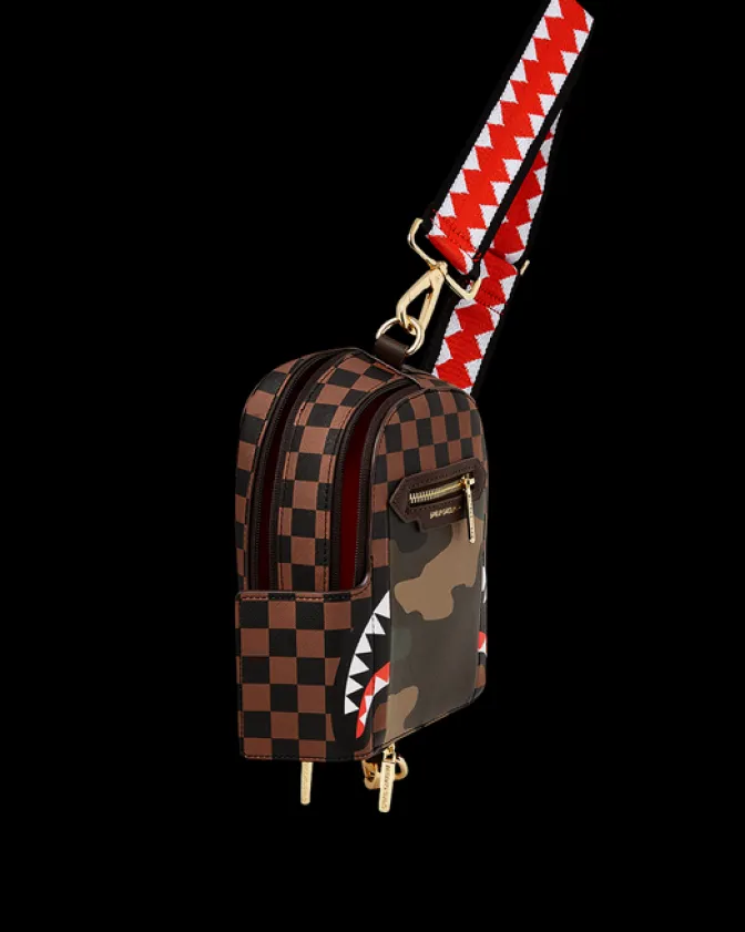 EXTERIOR GOLD ZIP POCKET SHARKS IN PARIS BACKPACK SLING