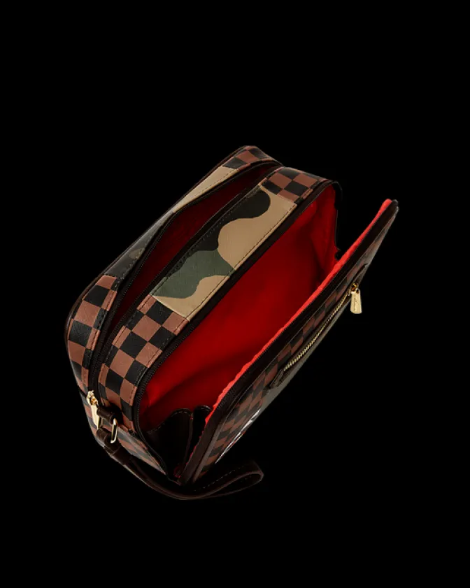 EXTERIOR GOLD ZIP POCKET SHARKS IN PARIS TOILETRY BRICKSIDE BAG