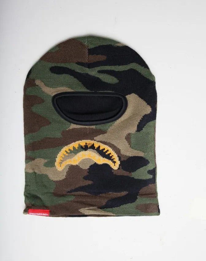 GOLD KNIT SHARK MOUTH SKI MASK