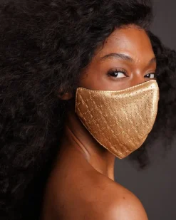 GOLD MONEYGRAM VEGAN LEATHER FACE MASK