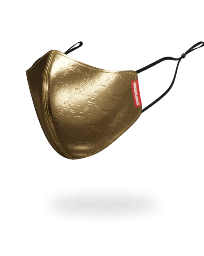 GOLD MONEYGRAM VEGAN LEATHER FACE MASK