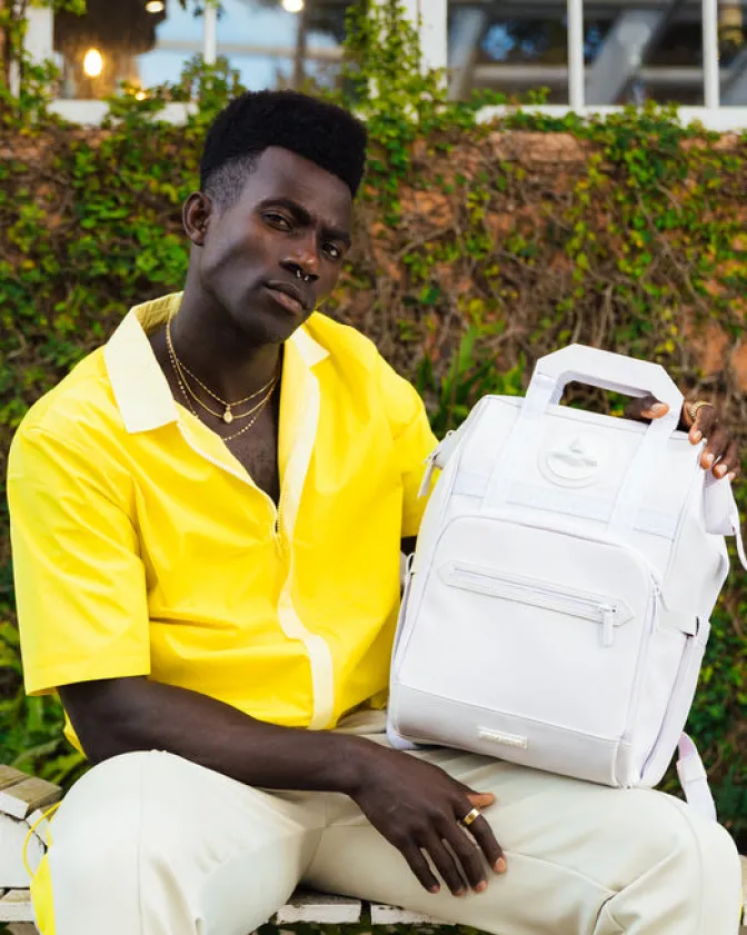 HEAVY METAL SHARK WHITE OUT BIZ TOP OPENER BACKPACK