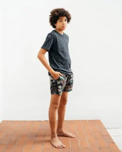 KIDS CAMO CHECKERED SWIM TRUNKS