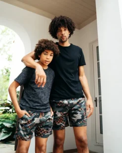 KIDS CAMO CHECKERED SWIM TRUNKS