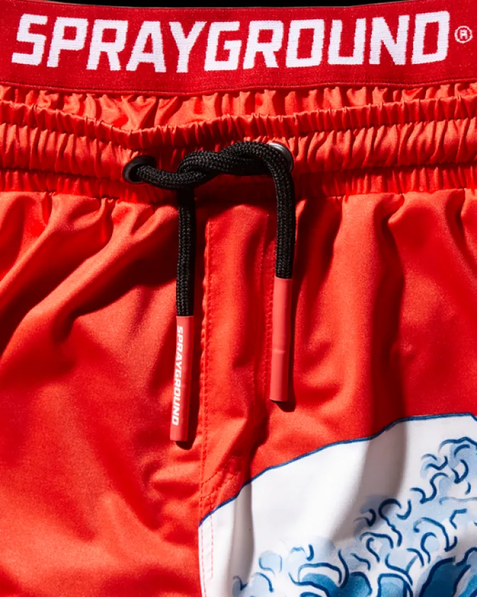 KIDS JAPAN WAVE SWIM TRUNKS (RED)
