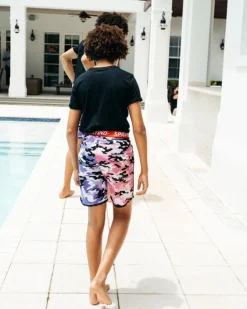 KIDS SPLIT CAMO SWIM TRUNKS
