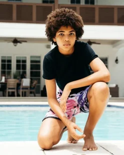 KIDS SPLIT CAMO SWIM TRUNKS