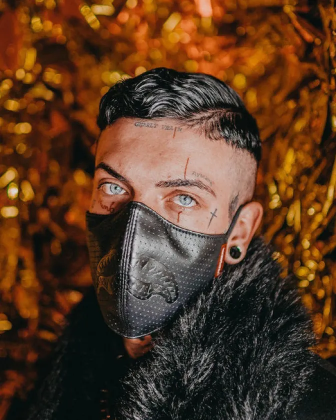 MIDNIGHT SHARK VEGAN LEATHER FACEMASK