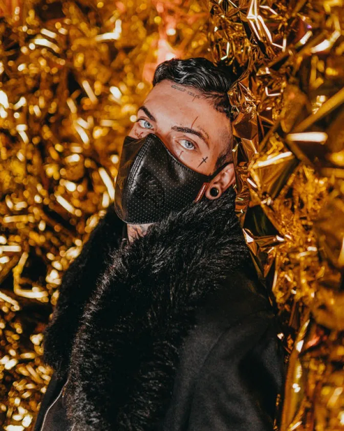 MIDNIGHT SHARK VEGAN LEATHER FACEMASK