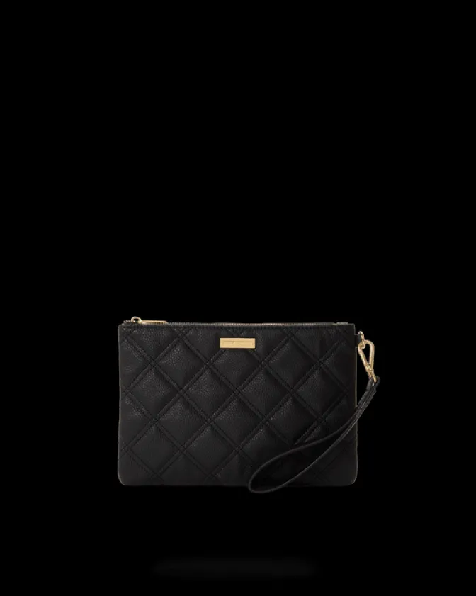 NOIR QUILT GOLD CHAIN SHARK CROSSOVER CLUTCH