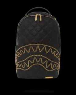 NOIR QUILT GOLD CHAIN SHARK BACKPACK (DLXV)