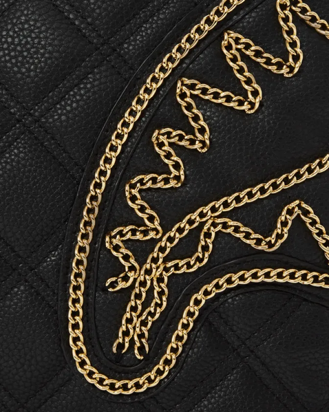 NOIR QUILT GOLD CHAIN SHARK TOTE