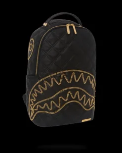 NOIR QUILT GOLD CHAIN SHARK BACKPACK (DLXV)