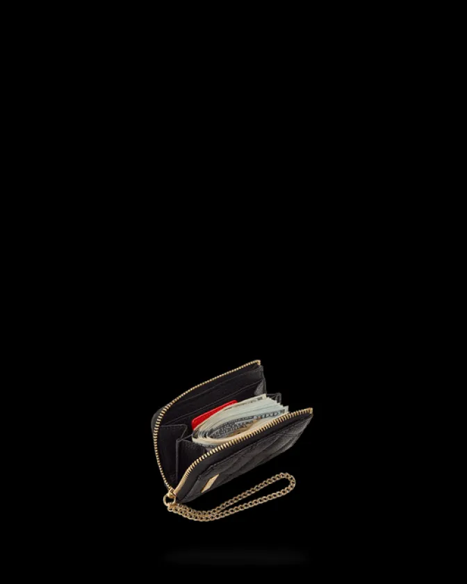 NOIR QUILT GOLD CHAIN SHARK WALLET