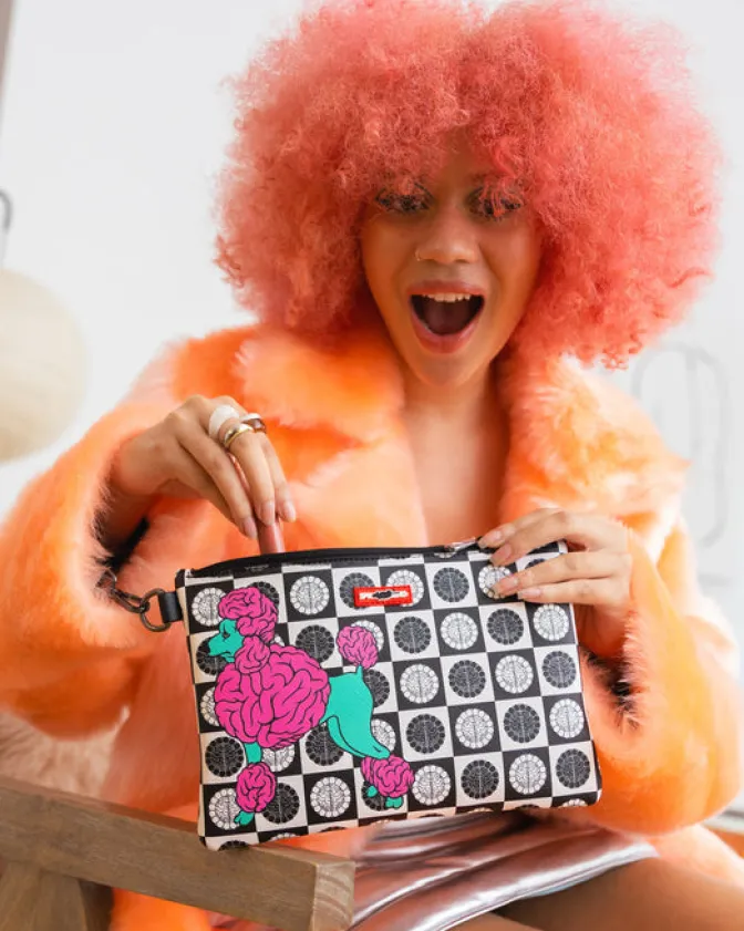 POODLE CHECK RON ENGLISH COLLAB POUCHETTE