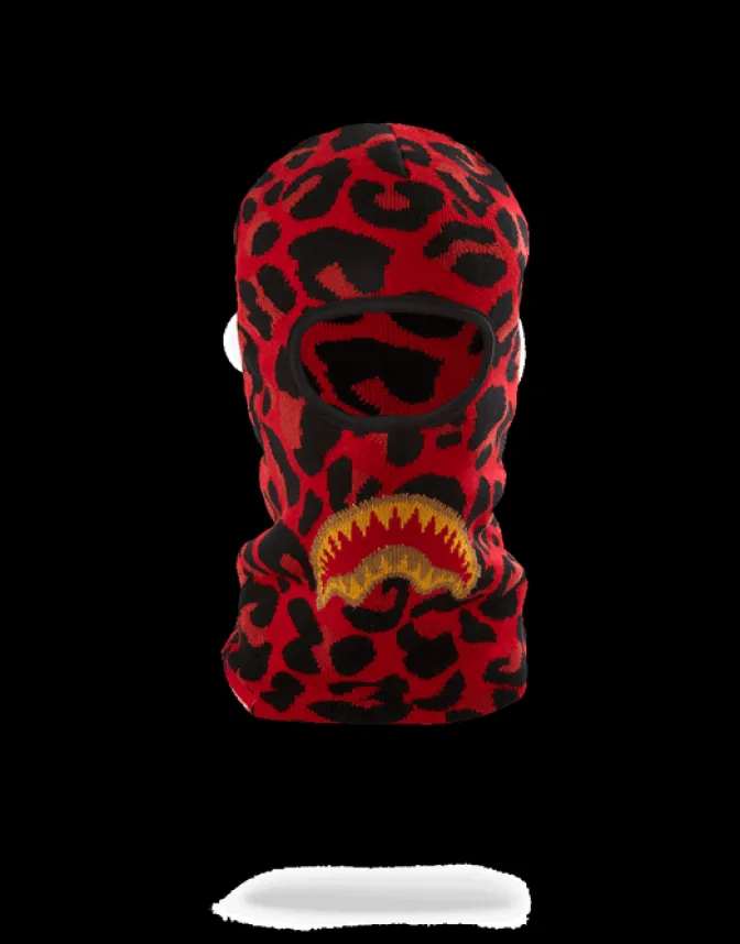 RED LEOPARD GOLD SHARK MOUTH SKI MASK