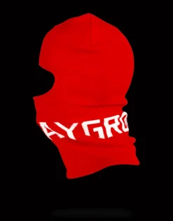 RED SPRAYGROUND LOGO SKI MASK