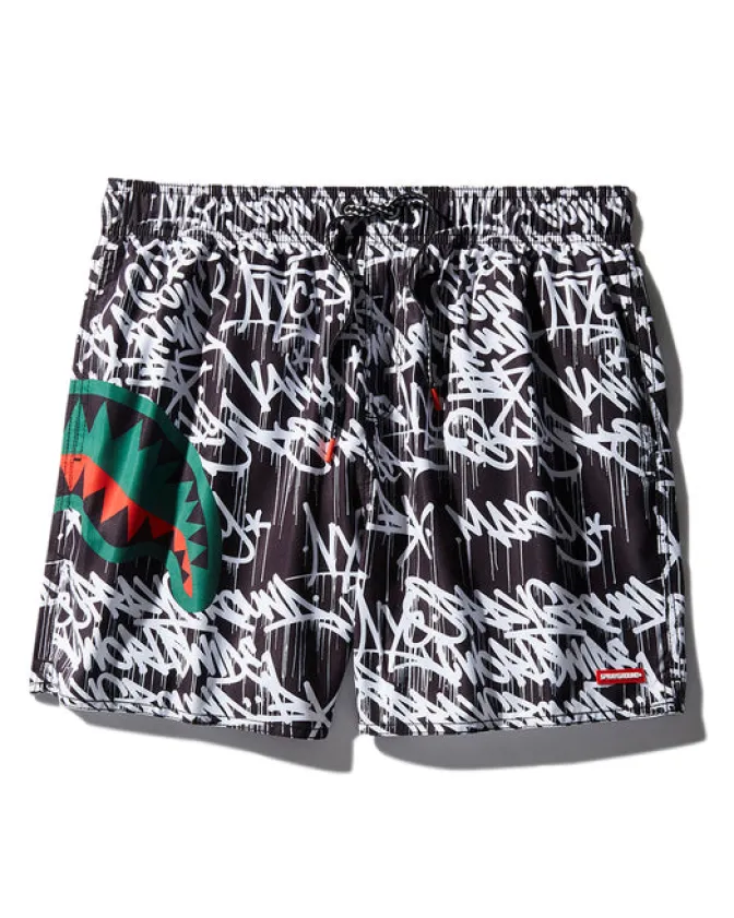 SCRIBBLE SHARK SHOTO SWIM TRUNKS