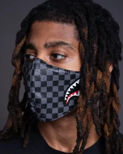 SHARKS IN PARIS (GRAY) VEGAN LEATHER FACE MASK