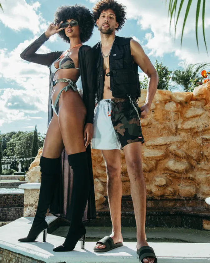 SPLIT BITE CAMO SHOTO SWIM TRUNKS