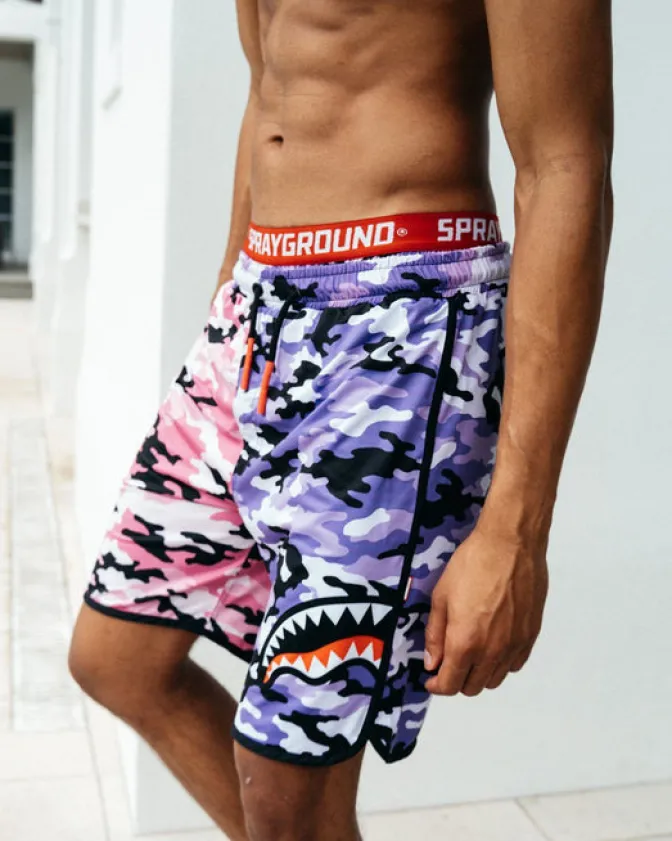 SPLIT CAMO CORTO SWIM TRUNKS