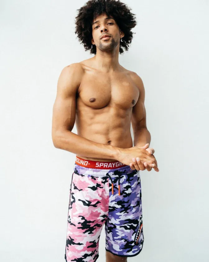 SPLIT CAMO CORTO SWIM TRUNKS