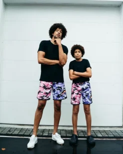 SPLIT CAMO CORTO SWIM TRUNKS