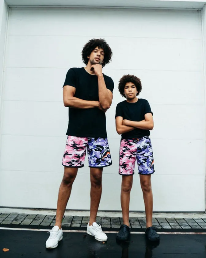 SPLIT CAMO CORTO SWIM TRUNKS