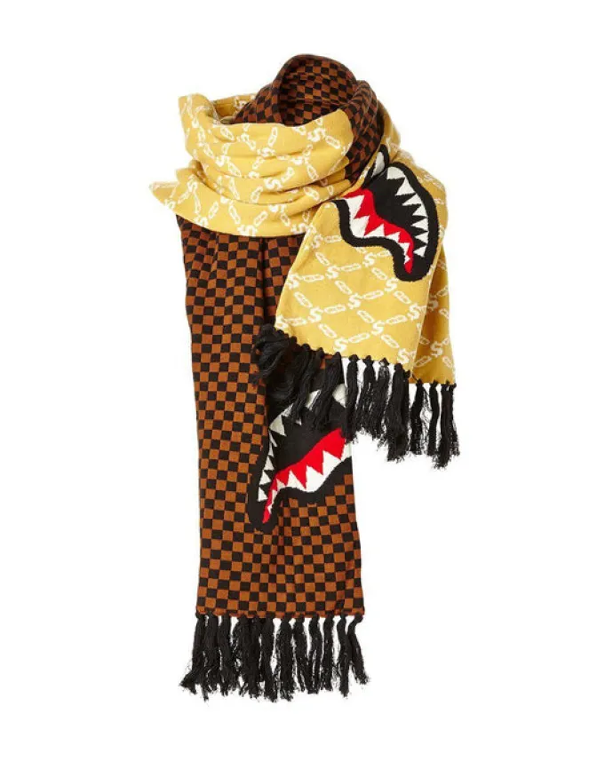 SPLIT CHECKERED SHARK SCARF