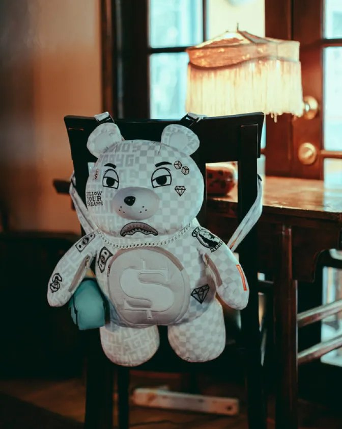 SPLIT THE CHECK (PEARL) MONEYBEAR TEDDYBEAR BACKPACK