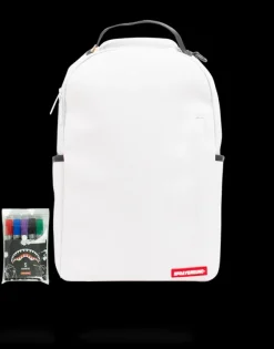 THE SPRAYGROUND DIY WHITE BACKPACK (VEGAN LEATHER u0026 INNER MONEY LINING) u0026 MARKERS INCLUDED