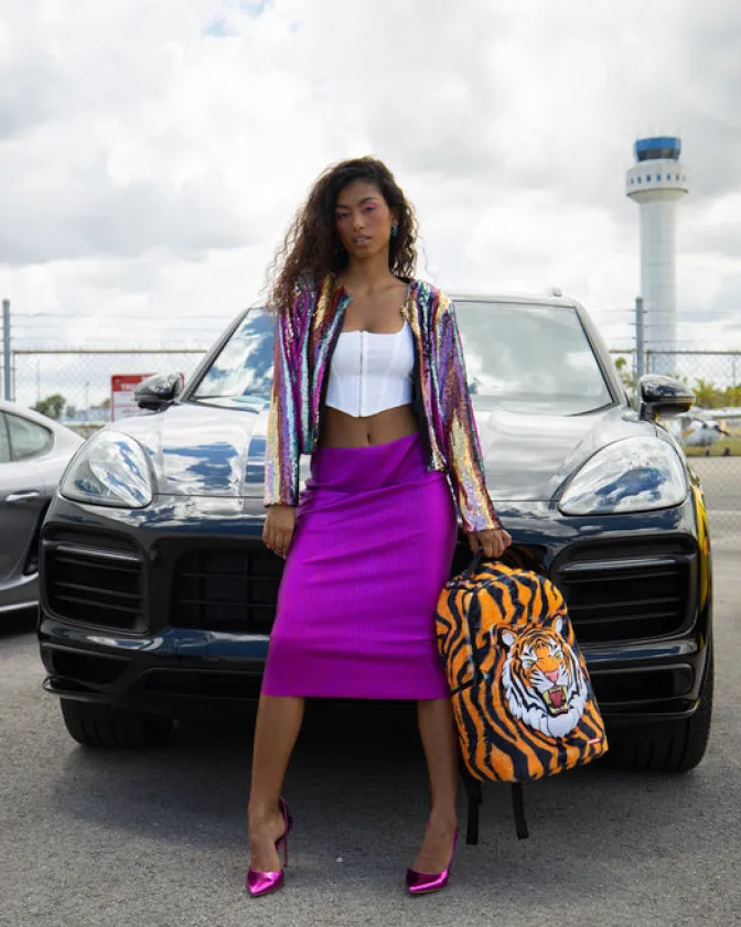 TIGER COZY VELOUR FUR BACKPACK