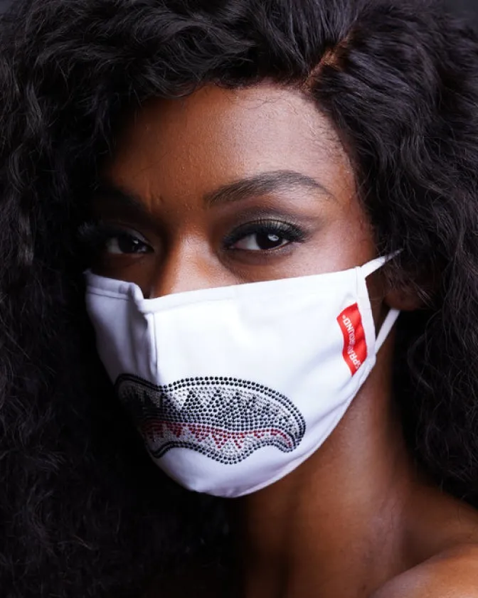 TRINITY DIAMOND SHARK (WHT) POLYESTER FACE MASK